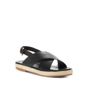 ST. AGNI Womens Black Cross Strap Slingback Basque Platform Shoes, Size EU 38